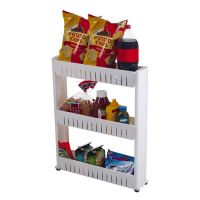 3 Layer Space Saving Multi Purpose Storage Organizer Rack Shelf with Wheels for Kitchen Bathroom Bedroom