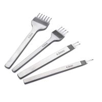 White Steel 4mm 1/2/4/6 Prong DIY Diamond Lacing Stitching Chisel Set Leather Craft Kits (4mm) BG103