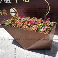 outdoor stainless steel flower pots/high quality 304 stainless steel planters/ s/s flowerpots