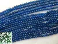 Natural Blue Agate Faceted Round Gemstone Bead