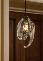 Designer Handblown Glass Light, 1 Light Pendant Lamp Art Deco