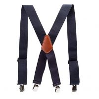 2 Inch Wide X-back Suspender With Brown Middle Leather Patch