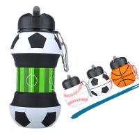 Popular Kids Sport Soccer Silicone Drink Foldable Water Bottle BPA Free