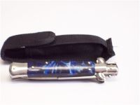 Stiletto Switchblade Automatic Knife - 3.75&quot; Bayonet Blade - Blue Marble Handle