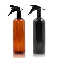 1 Liter Boston Round Pet Amber Black Household Hair Product Cosmetic Packaging Trigger Spray Bottle