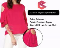 Crimson Rayon Layered Tops