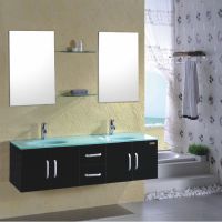59&quot; hang black double sink bathroom furniture