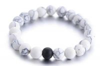 Pure Howlite & Onyx Distance Bracelet Set