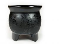 Black Obsidian Engraved Vase
