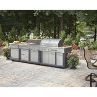 HUGE OUTDOOR KITCHEN BBQ GRILL - SINK - REFRIGERATOR - ICE BOX - TRASH CAN 