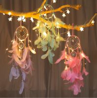 popular handmade indian dream catcher feather with led light home dcor