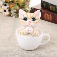 Cute little cat in cup unique resin crafts Customized handmade gifts