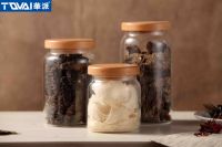 Tqvai Customized Borosilicate Glass Kitchen Food Storage Jar with Beech Lid Seal Food Jar