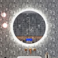 Chinese Home Round LED Makeup Illuminated Bathroom Mirror with Bluetooth