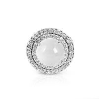 Opal Quartz Silver Halo Ring For Women