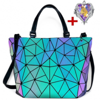 Geometric Luminous Neat Purses and Handbags Shard Lattice Eye-catching Leather Rainbow Holographic Purse