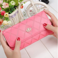 Womens Wallets and Purses Plaid PU Leather Long Wallet Hasp Phone Bag Money Coin Pocket Card Holder Female Wallets Purse