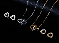 Jewelry Set Heart Necklace Earrings-01
