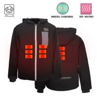 Battery Powered Heated Jacket, 3 in 1 Bomber Jacket With Wireless Charging Pad