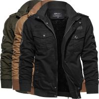 Plus Velvet Military Jacket Warm Add Wool Cashmere Padded Jackets for Men Outdoor Mens Clothes Casual Zipper Jackets 