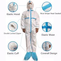 High quality disposable non-woven coverall EN14126 solation Gown with hood Disposable Protective Suit Nonwoven Coveralls