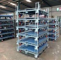 Foldable Collapsible Stackable Wire Mesh Container Storage Logistic Transportation Cage Box Stillage Customized Top Cover, Interlayer, Casters, Brackets, Tractor, Pallet Base