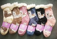 2019 New Alpaca Design Cosy and Fuzzy Women Slipper Socks with Anti Slip Sole