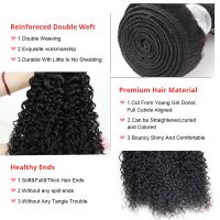 Deep Curly Hair Bundles 3 Human Hair Bundles Extensions 100% Brazilian Hair Weave Bundles Healthy End Natural Black Wave