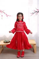 Wholesale summer girl Chinese traditional  Chinese ethnic long sleeve straight colar retro festival birthday  Hanfu
