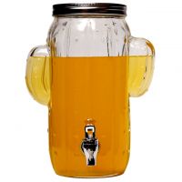 4L CACTUS GLASS BEVERAGE DISPENSER WITH  LID AND TAP