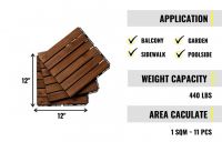 BeNK 6-slat acacia wood decking tiles for balcony terrace garden 