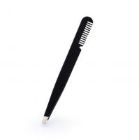 Stainless Steel  Black Color Eyebrow Tweezer with Comb Brush Make Up Beauty Tools