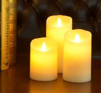 Battery Moving Flame LED Pillar Candles with Timer