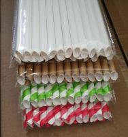 Ready Eco Friendly Diagonal Cut Boba Straws 12mm One Side Sharp Pointed Paper Straw