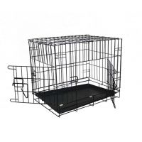 Durable Folding Two Doors Dog Crate With Plastic Tray