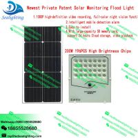 200w led solar flood light with 24H monitoring Dusk to Dawn for garden