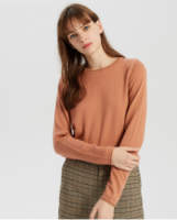 Latest Design Crew Neck Plain Merino Wool Spring Sweater Women