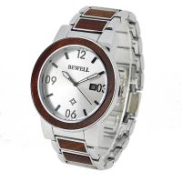 Custom Factory Supply Big Dial Japan Movt Stainless Steel Back Water Resistant Wood Wristwatch  