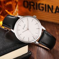OEM Water Resistant Stainless Steel Case Leather Strap Super Thin Swiss Ronda Movement Couple Watch