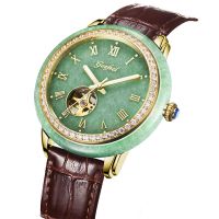 Brand luxury Japanese automat mechanical jade watch with CZ stones