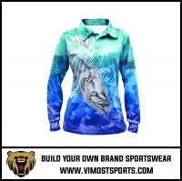Women Custom Sublimation Long Sleeve Fishing Polo Shirt