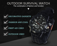 Hot Sale Wholesale Manual Survival Outdoor Equipment Military Watch, Customized Design Multi-functional Paracord Watch