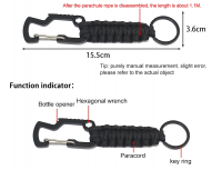 survival climbing button carabiner paracord keychain, paracord keyring for paracord Mountain buckle camping