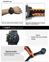 Wholesale Factory Paracord Accessories Paracord Survival Watch, Factory Sale Cheap Camping Gear Watch Men