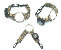 Outdoor Survival Bangle Bracelet Keychain, Mini Equipos Camping Key Ring