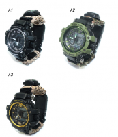 First Aid Men 550 Paracord Survival Watches, Wholesale Outdoor Hiking Shopping Compass Watch