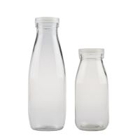 Round Clear Glass Milk Bottle
