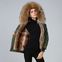 New design warm up thick women fur coat parka with big collar