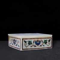 Marble Box Inlay With Semi Precious Stone 