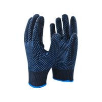 Professional Working Gloves Navy Blue Polycotton Shell Blue Pvc Dots Coating Work Safety Gloves Cotton Gloves